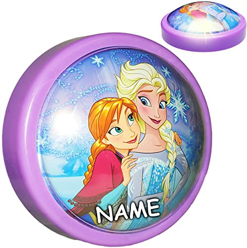 alles-meine.de GmbH LED Nachtlicht - die Eiskönigin - Frozen - lila/violett - inkl. Name - Batterie betrieben - magisches Licht & Schlummerlicht - zum Drücken - Touch - BAB..