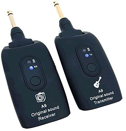 Alnicov Sistema inalámbrico de guitarra - Transmisor y receptor de 2,4 GHz para guitarra eléctrica, bajo, violín A9 negro