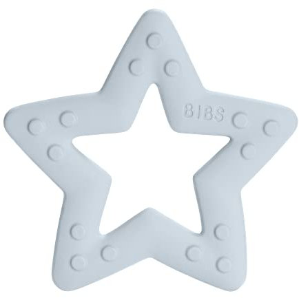 BIBS Baby Bitie Beißring Star, BPA-frei, Lebensmittelecht, Thermoplastisches Polyurethan, Baby Blue