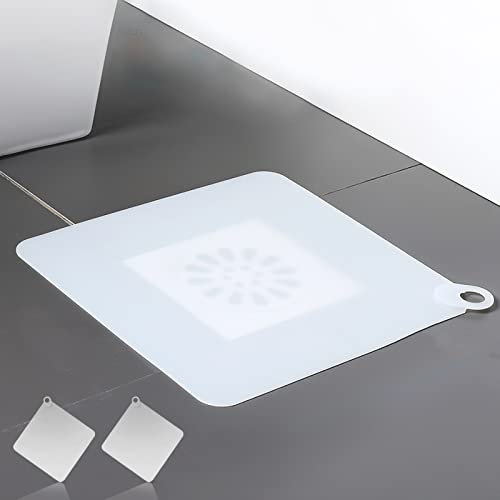 YUNYODA 2 Piezas Cubiertas De Desagüe De Ducha, Antideslizante Filtro De Drenaje De Silicona, para Cocina Baño, Tapón Desagüe Ducha, Suministros De Baño - Cuadrado