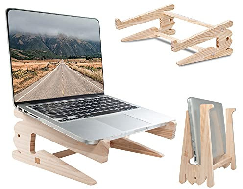Laptop Stand,Wooden Laptop Holder for Desk,Ventilated Cooling Desktop Computer Stand,MacBook Stands,Portable Notebook Holder,Laptops Organizer,Perfect with MacBook,Air,Pro,Lenovo,Samsung,Dell,HP (L)