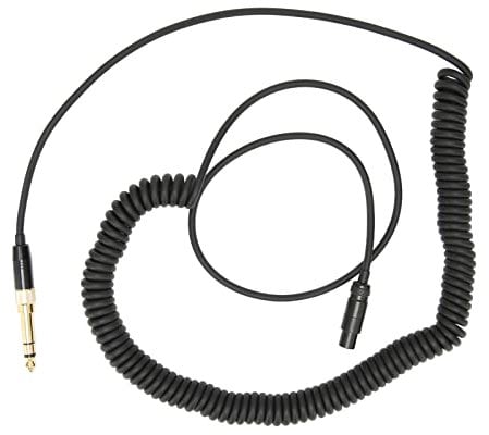 Coiled Audio Cable, Stereo Black Headphone Audio Spring Cable Replacement High Fidelity OFC Copper Multi Purpose for K702 for AKG for K712