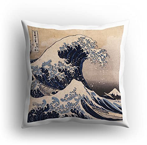 PICANOVA – Katsushika Hokusai The Great Wave Off Kanagawa – Kissen mit Füllung Basic 40x40cm – Dekokissen mit Füllung – Zierkissen für Schlaf Und Wohnzimmer Mit Motivauswahl – Klassische Kunst