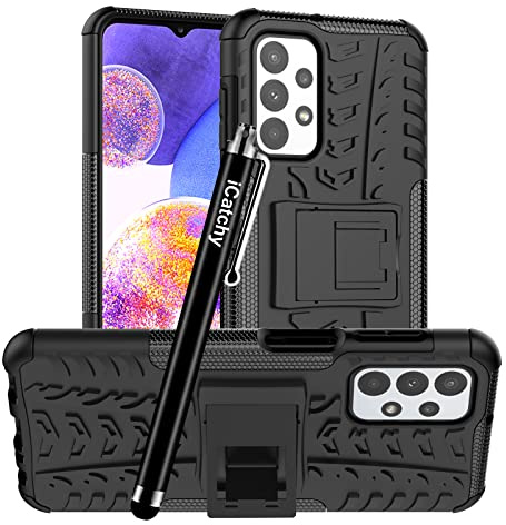 iCatchy for Samsung Galaxy A23 5G Case, Heavy Duty Hard Tough Dual Layer Hybrid Shockproof Cover compatible For Samsung Galaxy A23 5G Phone Case (Black)