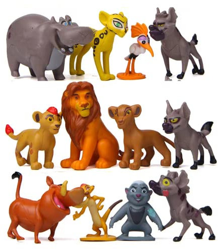 IXOKEV - 12 figuras decorativas para cupcakes, diseño de león, decoración de cumpleaños de dibujos animados, minifiguras para niños