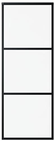 vidaXL Sliding Door, ESG Glass and Aluminium, 76x205 cm, Black - Durable and Functional, Ideal for Home or Office Use