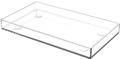 Clear Acrylic Tray Large Acrylic Tray Rectangular Bathroom Tray Water Cup Tray for Household Bedside Office Towels Cosmetics and Accessories