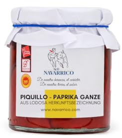 El Navarrico Piquillo Paprika aus Lodosa 220g Glas | Herkunftsbezeichnung, Traditioneller Anbau, Natur und gebraten, Glas
