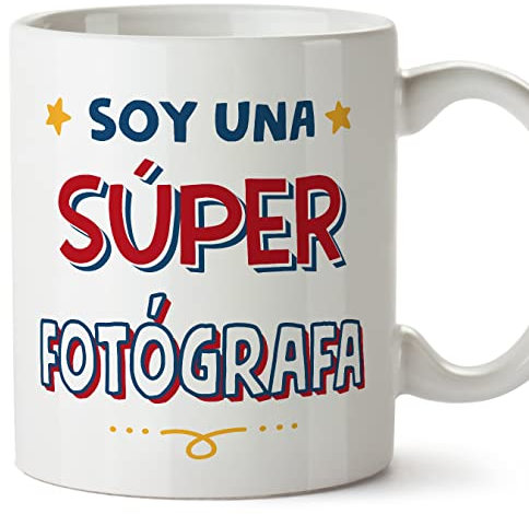 MUGFFINS Tazas para FOTÓGRAFA mujer - En Español - Soy Súper - 11 oz / 330 ml - Regalo original y divertido