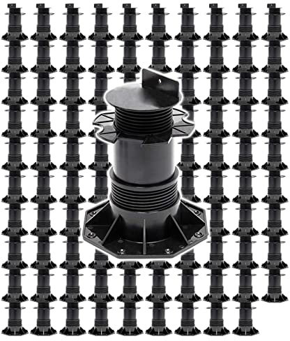 XPOtool Lot de 100x Plots de terrasse – Charge 2700 kg – Hauteur réglable 140-210 mm – en PP – Pieds de support pour Lames Dalles Lambourdes