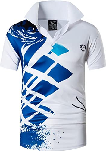 jeansian Men's Sport Outdoor Quick Dry Short Sleeves Polo Tee T-Shirt Tops LSL195, Lsl350_white, Medium