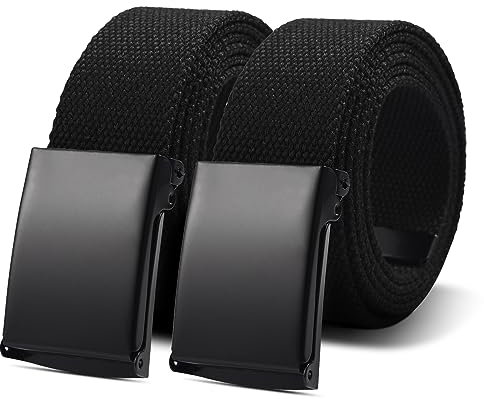 Unisex Gürtel Nylon Canvas Belt - 2 er Business Güertel Länge 130 cm Breit 3,8 cm Automatischer Schnallen Verstellbarer mit Arbeitsgürtel Stoff Herren Damen Universal Outdoor Güertel für Herre Schwarz
