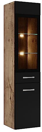 Badplaats B.V. Rio 131 cm Eiche Kastanie Schwarz Badezimmerschrank Hochschrank Schrank Möbel Badschrank