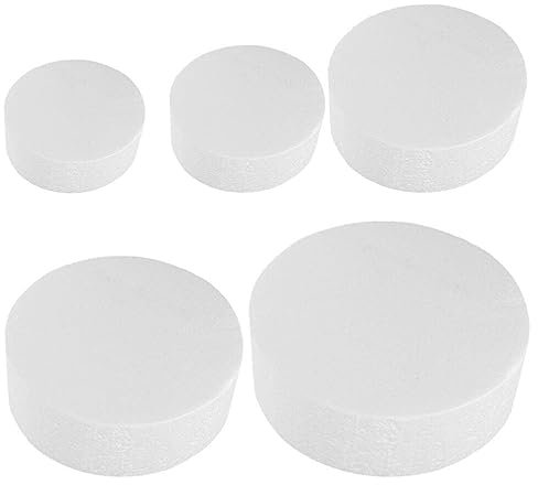 BESTonZON 5 Stücke Styropor Torte 5 stöckig Runde Kuchen Cake Dummy Scheibe Zylinder Tortendummy Schaum Formen Skulptur Modellierung DIY Hochzeit Kuchen Dekoration Ornamente