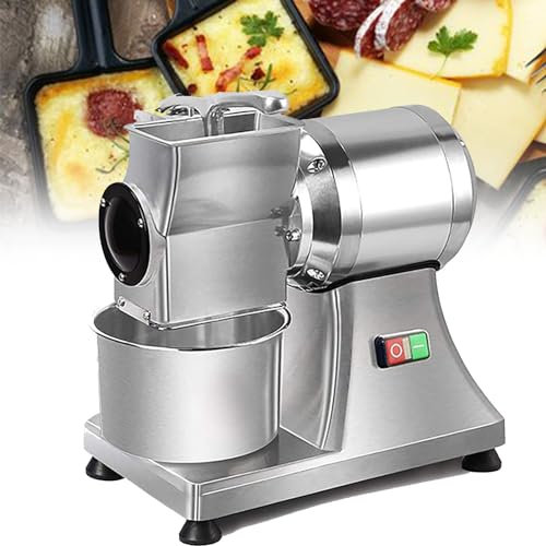 DPQYJPP Electric Commercial Cheese Grater Stainless Steel, Grinder Cheese Grinder Cheese Slicer for Cheese Butter Cheese Bread Bran 0.75HP/550W Throughput 88lb/hour