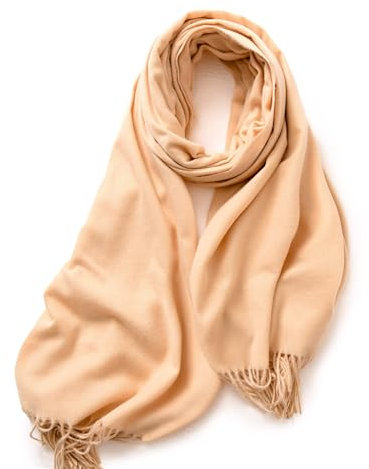 KARMA.DIEM Cashmere Merino Mix - Super Weicher XXL Schal - 180x65cm - Made in Spain - Unisex - Pashima/Stola/Extra Breit für Mann & Frau (Creme)