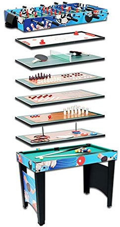 NOALED Tischfußball-Tischspiel, Multi-Set, 12-in-1-Kombi-Unterhaltung, 106,7 cm, mit Pool, Tennis, Fußball, Hockey, Schach, Shuffleboard, Bowling für Kinder