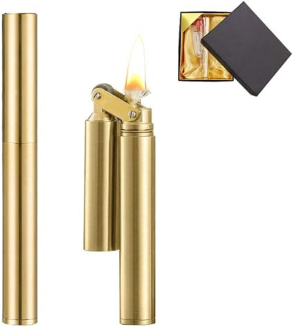 Idota Vintage Mechanisches Gold Feuerzeug - Nachfüllbar Retro für Küche Camping, Männer Geschenk