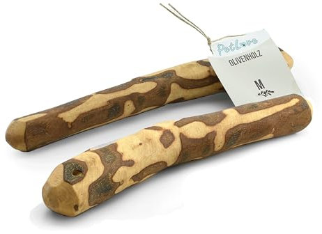 PetLove Kauholz für Hunde aus Olivenholz • Holzknochen als Hundespielzeug • Kauknochen als Zahnpflege & Kauspielzeug für Hund • Größe: M (100-220g) • Ideal für mittlere & größere Hunde • 2er Pack