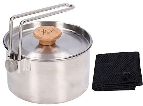 Camping-Kochtopf, 1000 Ml, Camping-Kochgeschirr, Edelstahl, Camping-Kochgeschirr, Camping-Kocher, Lagerfeuer-Kochtopf, Reise-Kochtopf