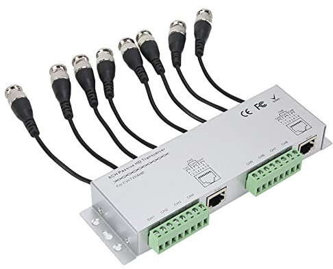 Syrisora Video-Balun-Kabelkonverter, Passiver Video-Balun-Transceiver, 8-Kanal-HD-BNC-Stecker auf UTP-Kabel-Transceiver-Adapter, CCTV, Passiver Video-Balun für Kamerasystem