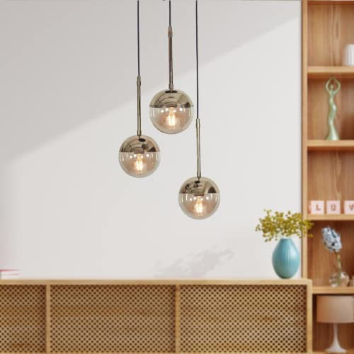 Luzarana Nova Pendelleuchte Esstisch Glaskugel Wohnzimmerlampe Kugellampe E27 Fassung (Gold 3)