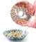 TUCHACA Colorful Woven Glass Salad Bowls Set of 2 (2 Colors). Decoration Old Fashioned Glass Plates. 10 in Large Bowl Hand Painted Multicolor Fruit Bowls. Suitable for Dessert, Candy, Snack & More.