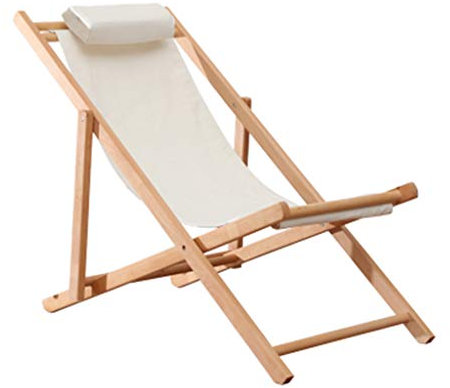 ASumPio Loungesessel, Traditionelle Garten-/Strandliegestühle, Klassische Sonnenliegen, Liegestühle, Holz-Sonnenliegen, Liege-Campingstühle, Weiß, Max. 150 Kg Loungesessel (Weiß #1)