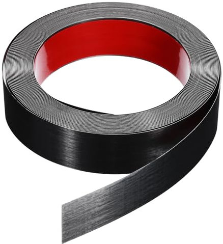 QUARKZMAN 12m x 40mm Zierleisten Selbstklebend, Wandleisten zum Aufkleben und Anbringen von Rahmen, Edelstahl Stuckleisten gebürstetem Finish für Wand, Decke, Schrank, Fliesenkante (Schwarz)