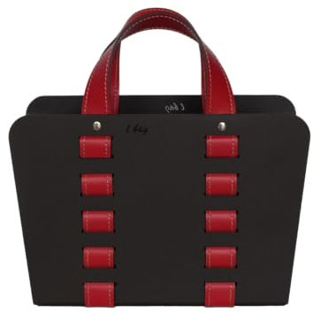 LIMAC Design L-BAG 02: Zeitungsständer aus Stahl und Leder Farbe rot, Ledertasche, Korb, Korb, Aufbewahrungsbox, Made in Italy, Limac Design®