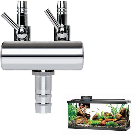 Rakiuty Luftverteiler,Luftstromregler Rückschlagventil,Luftverteiler Edelstahl,Aquarium Luftverteiler Luftstromregler,Aquarium Luftregelventil,für in Aquarien,Fish Box,Aquakultur (2 Wege)