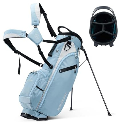 T WINSOLOGY Leichte Golftasche mit 4-Wege-Trennwänden für Männer und Frauen, nur 1,9 kg, 8 Aufbewahrungstaschen, inklusive Kühler, doppelte Schultergurte, Damen-Golfschlägertasche