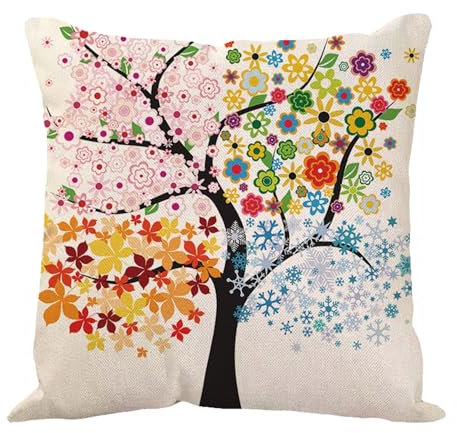 Kissenbezug Muster 40 40 Pillow Pillow Case Home Decoration Products Tree Flower Pillow Case Design Sofa Cushion Cushion Cover 45x45cm (B, One Size)