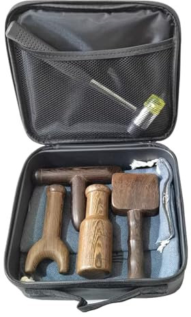 Taeoksn Masajeador de Fisioterapia quiropráctico, Juego de Herramientas de Masaje quiropráctico para Columna Vertebral de Madera para Uso doméstico,con Caja de Almacenamiento(A Set)