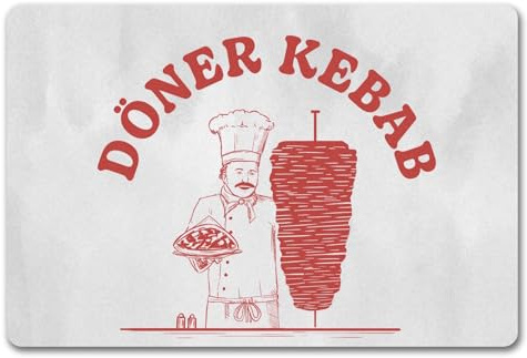 speecheese Döner Kebab witzige Fußmatte in 40x60 cm ohne Rand mit Dönermotiv lustiger Fußabstreifer für die Studenten WG Fußabtreter mit Drehspieß