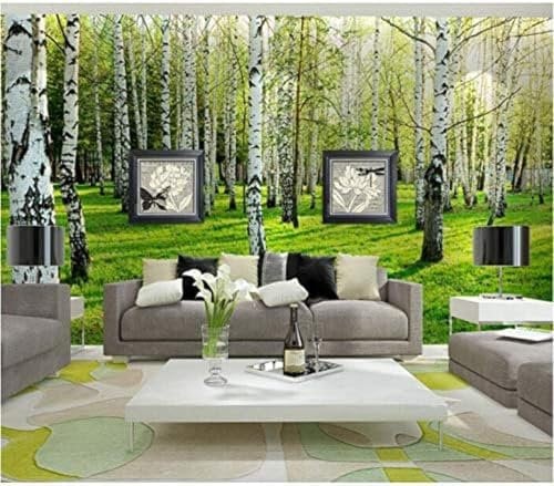 XLMING Birke Wald Landschaft Baum 3D Tapete Wohnzimmer Sofa Schlafzimmer Esszimmer Home Dekoration Wand-200cm×140cm