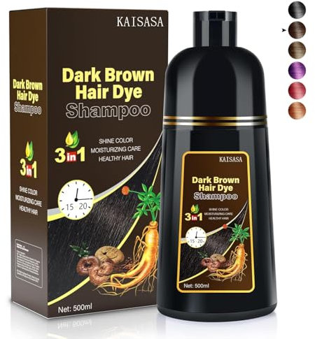 Dunkelbraun Haarfärbe darkbrown hair dye shampoo 3 in 1 Haarfärbe shampoo für Frauen & Männer für graue Deckung für sofortige & pflanzliche & natürliche (Dunkelbraun)