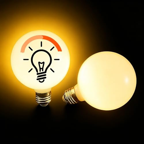 Chrasy 2 Packs G80 LED Globe E27 Screw Bulb, 5W (40W Equivalent) Vintage Light Bulbs, Opal White Glass, Dimmable, Warm White