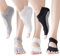TYXHXTF 3 Paar Socken für Damen, Rutschfeste Zehenlos Zehensocken, Atmungsaktiv Socken für Yoga Pilates Fitness Ballett Tanz Workout Kickboxing, Schwarz Grau Weiß
