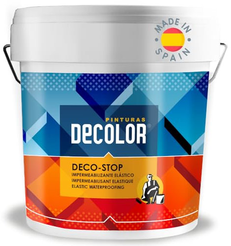 DECO-STOP ANTIGOTERAS IMPERMEABILIZANTE Para terrazas, cubiertas, tejados, fachadas, etc. Gris 4 Litros.