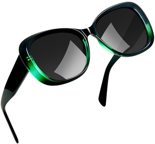 Joopin Occhiali da Sole da Donna Cateye Retro TR90 Polarizzati Occhi di Gatto Oversize Moda Vintage Occhiale da Sole (Verde Nero)