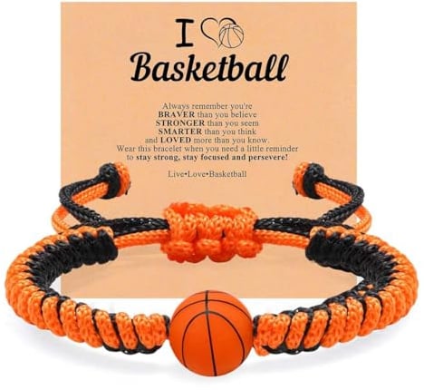 ARHZ 1 Artike schwarzes orangefarbenes Seil + geflochtenes Basketball-Armband,Ostergeschenke Kinder 5 12 Jahre Junge, Basketball Armband Jungen, Ostergeschenk Junge Basketball Geschenke für Jungs