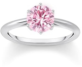 THOMAS SABO Anello da donna in argento sterling 925 con pietra brillante rosa, TR2474-051-9-50