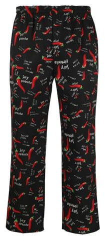 Chef's Trousers Men's Hotel Work Wear Pepper Print Work Trousers Stretch Cooking Trousers Elastic Waist Restaurant Trousers Drawstring Printed Trousers with Pockets Comfortable Ice Cream Lounge