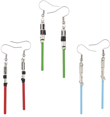 Star Wars Earrings Light Saber Dangle Ear Hook 3-Pair Set