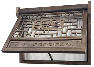 HJLKDYM Ventana Abatible Madera Maciza con Montaje Empotrado, Ventana Corredera con Ventilación Manual, Ventana Rústica Madera Color Marrón Sala Estar(B)