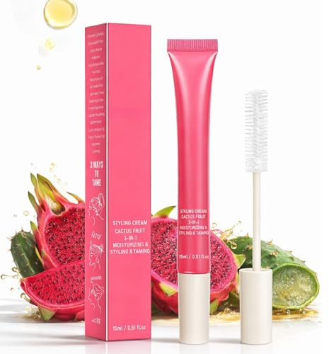 Cactus Fruit 3-in-1 Styling Cream & Taming Wand – Flyaway Hair Finishing Stick, Frizz Control & Edge Smoothing, Non-Greasy Curl Defining Cream, Travel Size Hair Smoothing Stick,Non-Sticky Formula