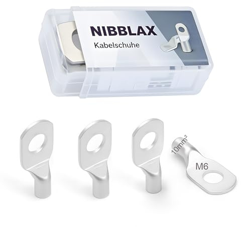 Rohrkabelschuh 10mm2 Set M6, 4 Stück Kabelschuhe, aus verzinntem Kupfer | M6 10mm² Ringkabelschuh, und ohne Sichtloch