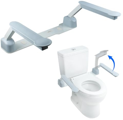 Aufstehhilfe Toilette Klappbar, Toilettenstützgestell, WC Aufstehhilfe Ohne Bohren, Toilettengriff Behindertengerecht Senioren, Toilettengestell Freistehend, Toilettenaufsatz für Senioren