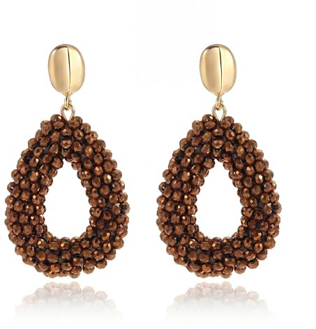 Boho Ohrringe hängend für Damen,Tropfenförmige Reisperlen Leichte Ohrringe Eleganter Hingucker für Frauen Modischer Schmuck